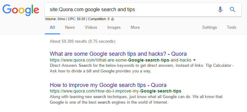 Google search and tips